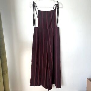 Forever 21 Contemporary Dark & Light Purple Pinstripe Crop Wide Leg Jumpsuit M